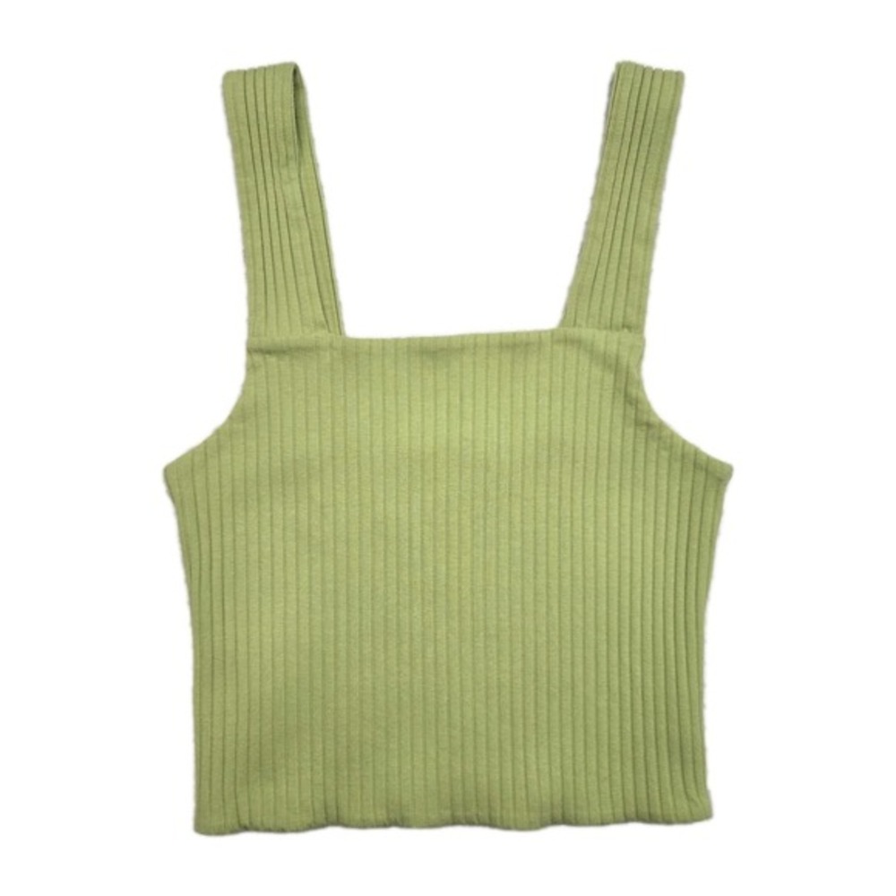 American Eagle Soft Sexy Cropped Ribbed Tank Top Square Neck Green Womens Medium